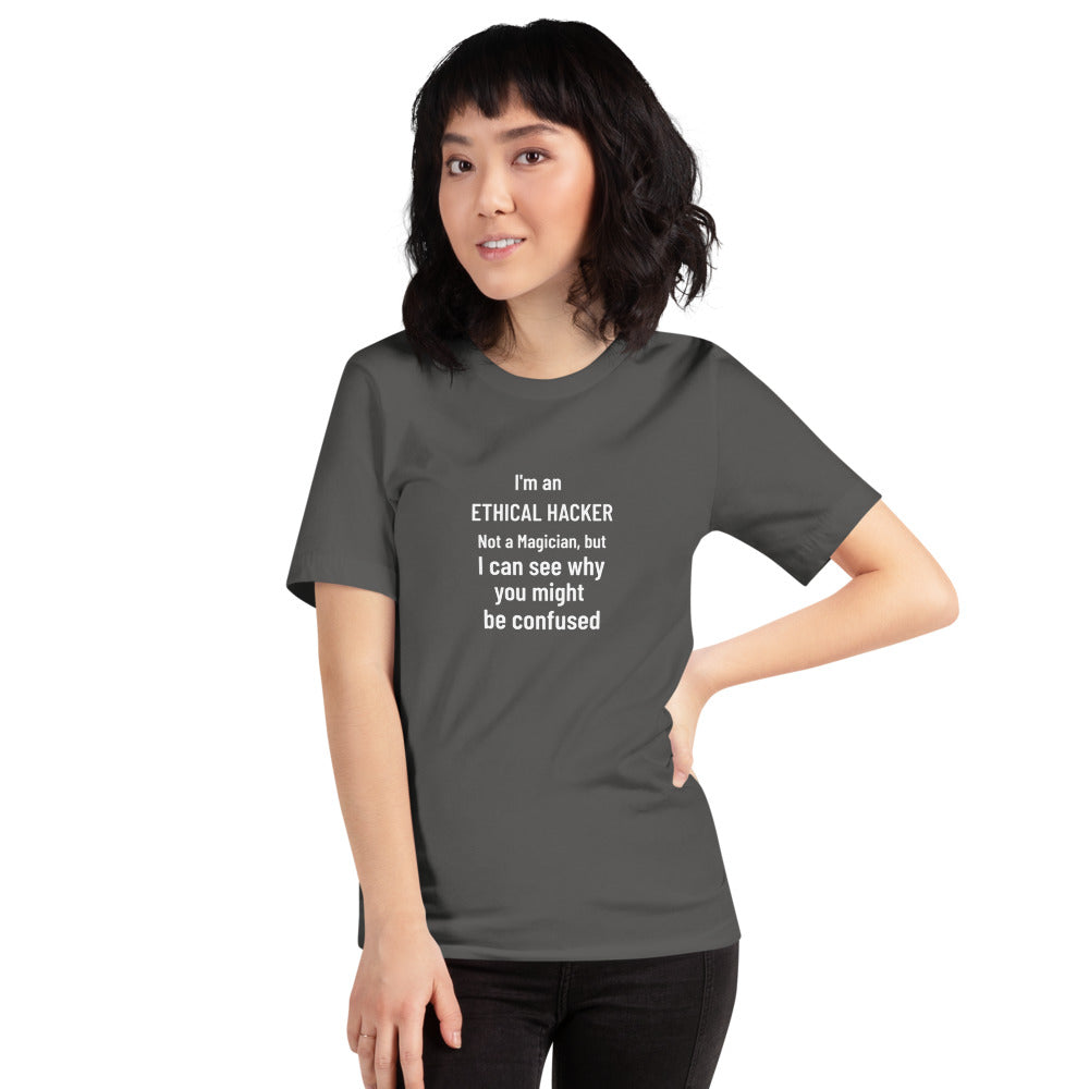 I'm an ethical hacker - Short-Sleeve Unisex T-Shirt (white text) by DarkByteGear