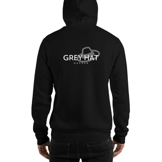 Grey Hat Hacker - Unisex Hoodie (back print) by DarkByteGear