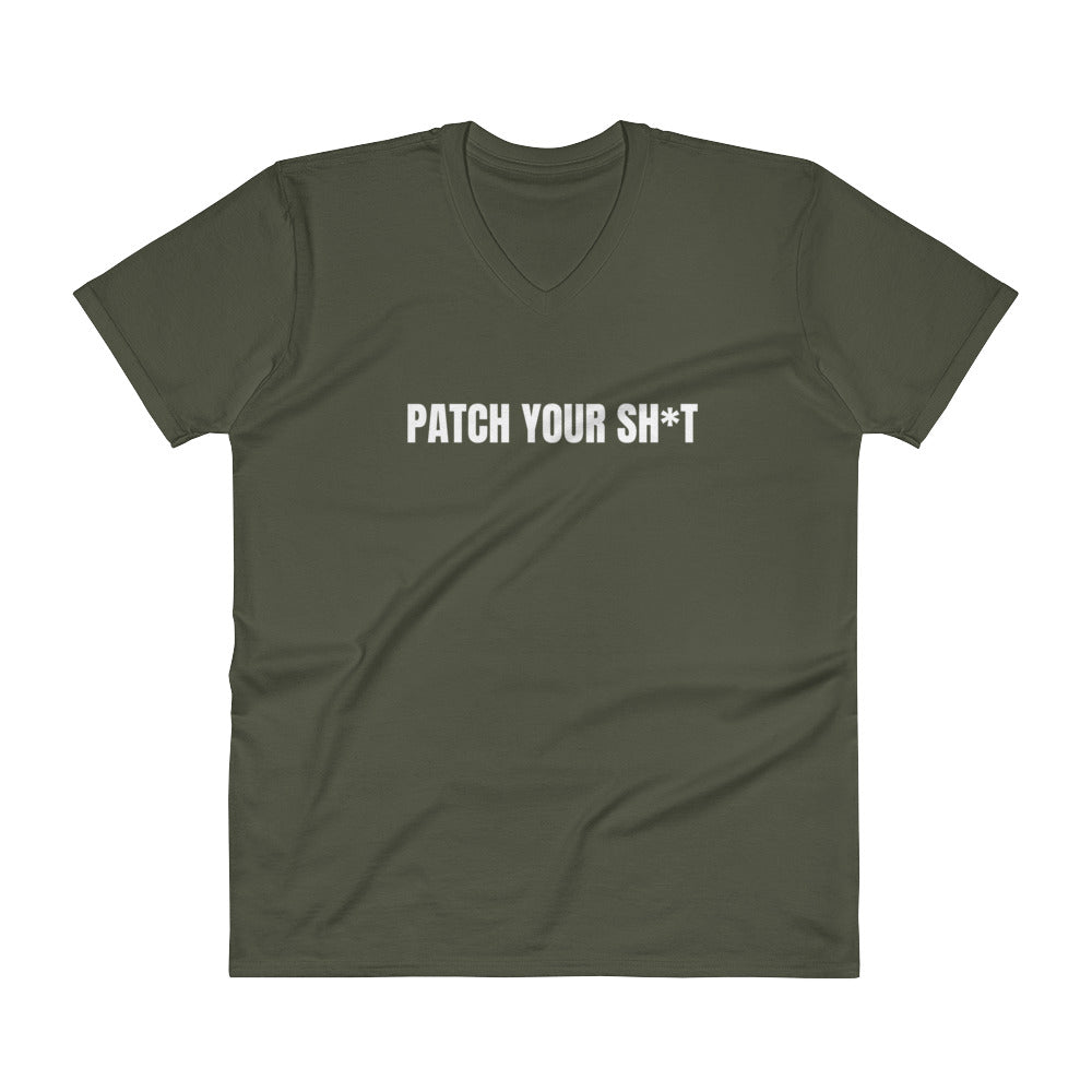 PATCH YOUR SH*T - V-Neck T-Shirt (white text) by DarkByteGear