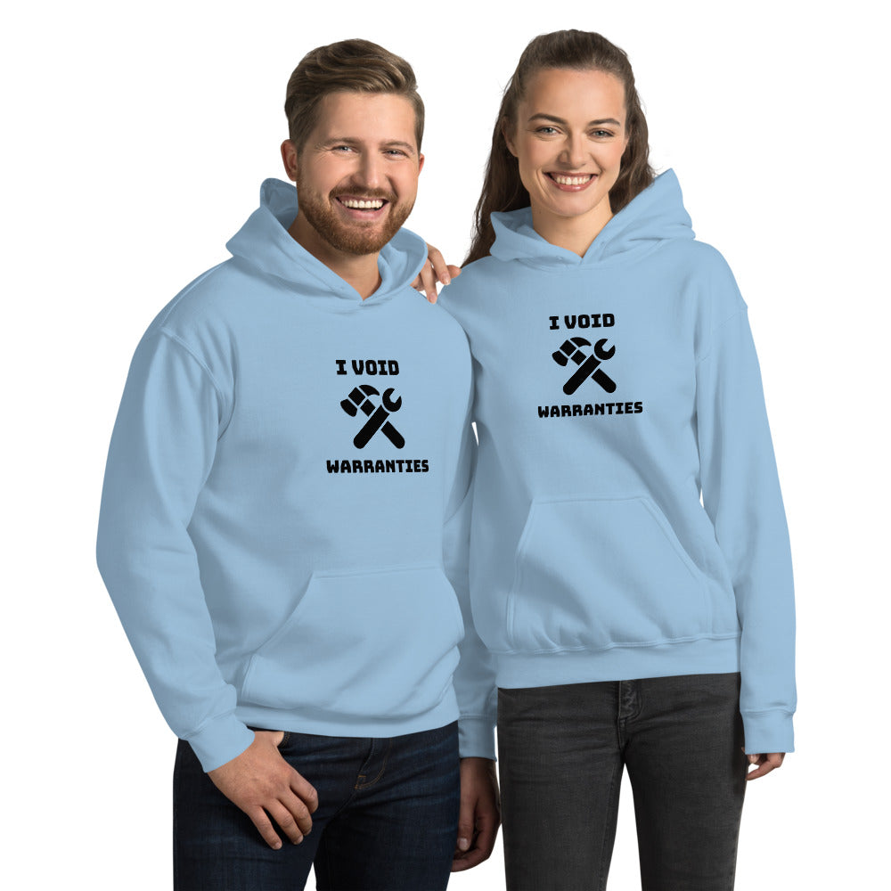 I void warranties - Unisex Hoodie (black text) by DarkByteGear