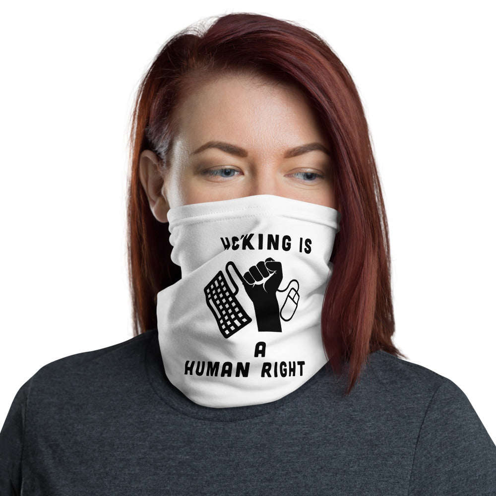 Hacking is a human right - Neck Gaiter (black text) by DarkByteGear