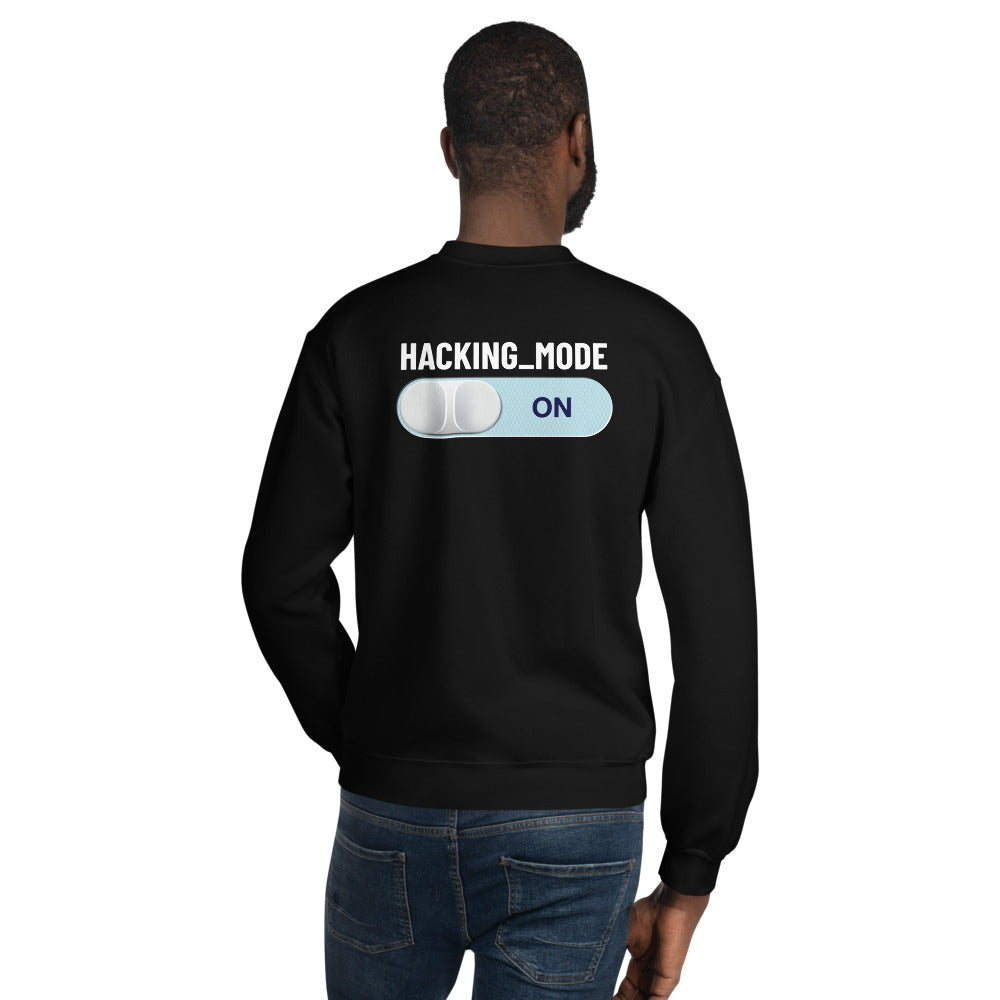 Hacking mode ON - Unisex Sweatshirt (white text) by DarkByteGear