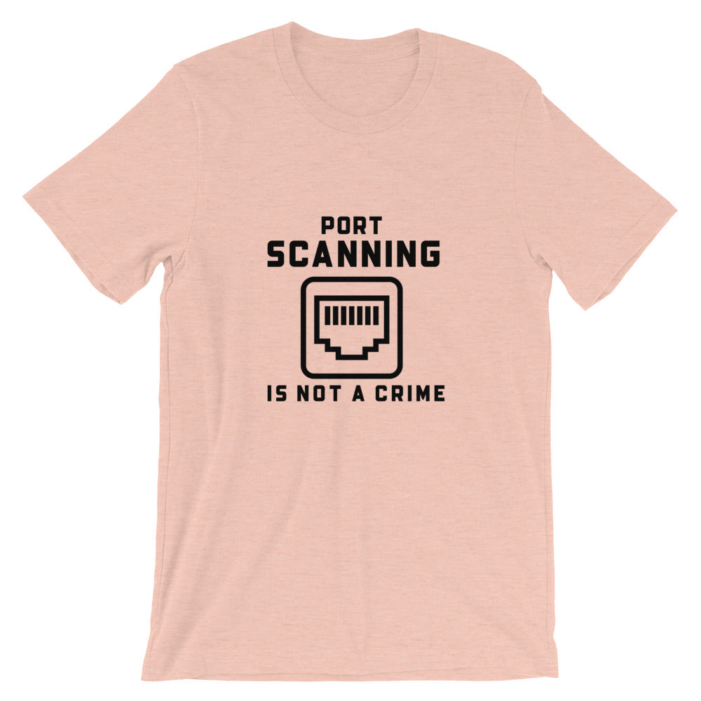 Port Scanning is not a crime - Short-Sleeve Unisex T-Shirt (black text) by DarkByteGear