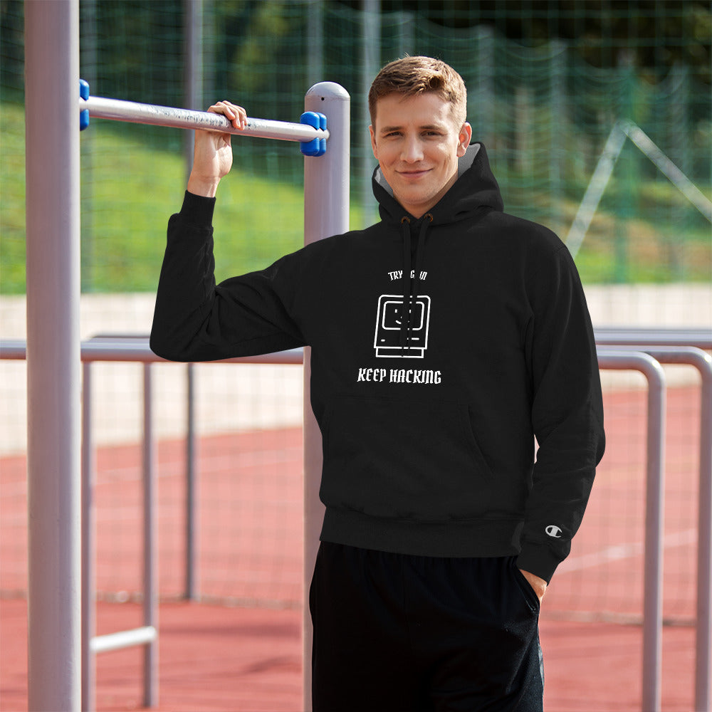 Keep hacking - Champion Hoodie by DarkByteGear