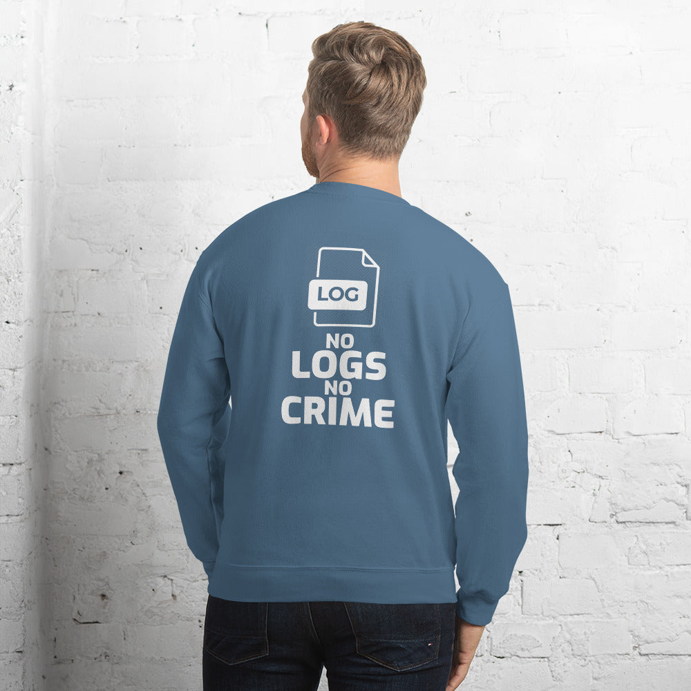 No logs no crime - Unisex Sweatshirt (white text) by DarkByteGear