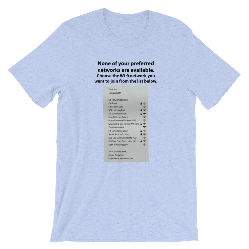 None of your preferred networks are available - Short-Sleeve Unisex T-Shirt (black text) by DarkByteGear