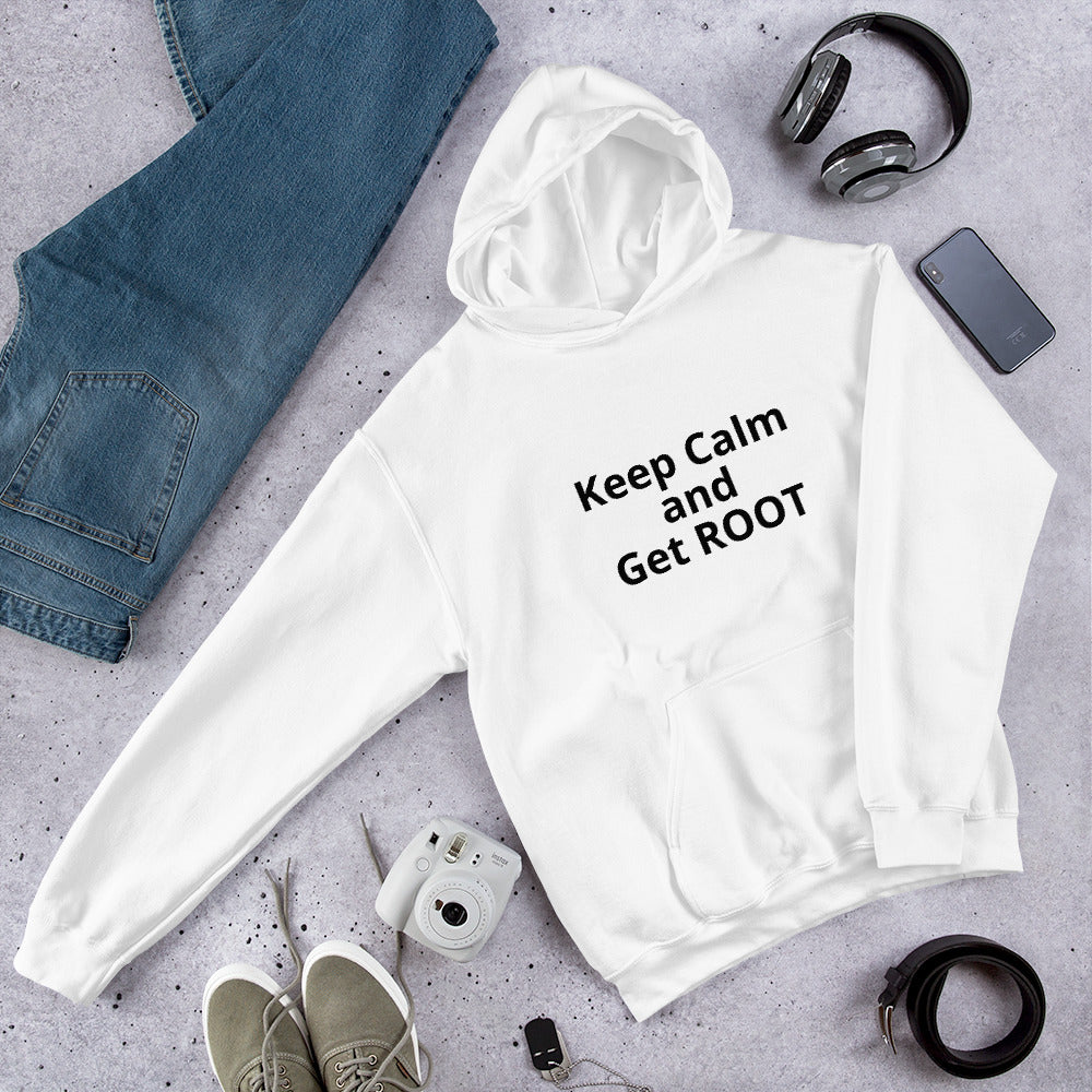 Keep Calm and Get ROOT - Hooded Sweatshirt (black text) by DarkByteGear