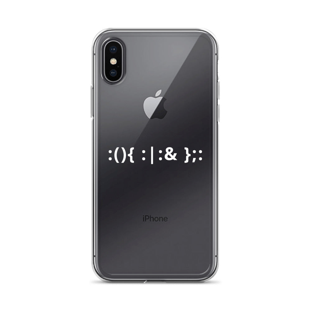 Linux Hackers - Bash Fork Bomb - White Text iPhone Case by DarkByteGear