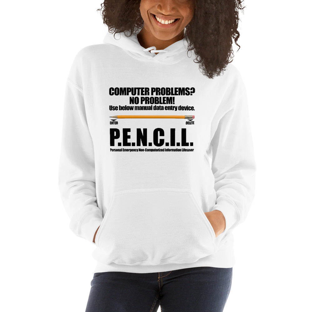 P.E.N.C.I.L. - Hooded Sweatshirt (black text) by DarkByteGear