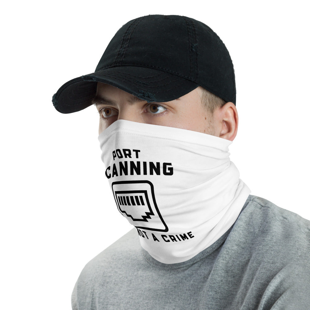 Port scanning is not a crime - Neck Gaiter (black text) by DarkByteGear