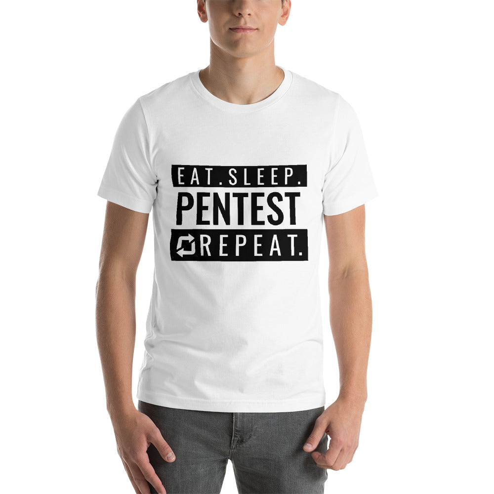 Eat sleep pentest repeat - Short-Sleeve Unisex T-Shirt (white) by DarkByteGear