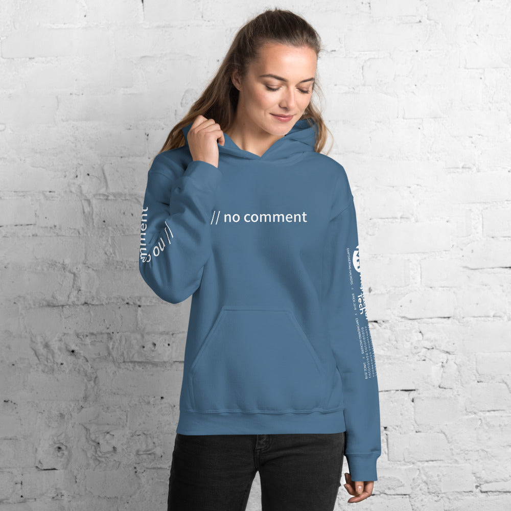 // no comment - Unisex Hoodie ( with sleeve and front designs ) by DarkByteGear