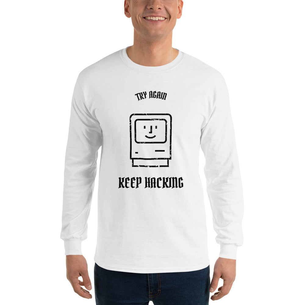 Keep Hacking - Long Sleeve T-Shirt (black text) by DarkByteGear