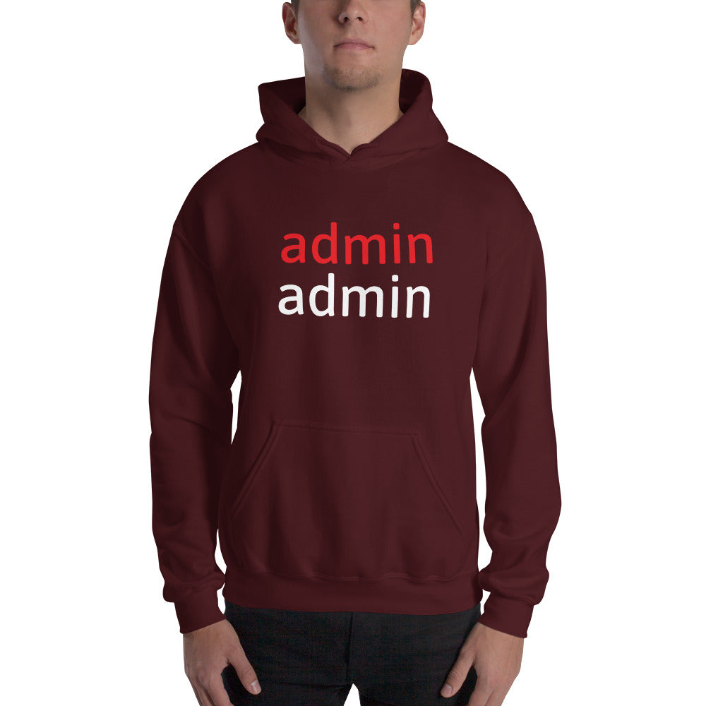 admin admin - Hooded Sweatshirt (white text) by DarkByteGear
