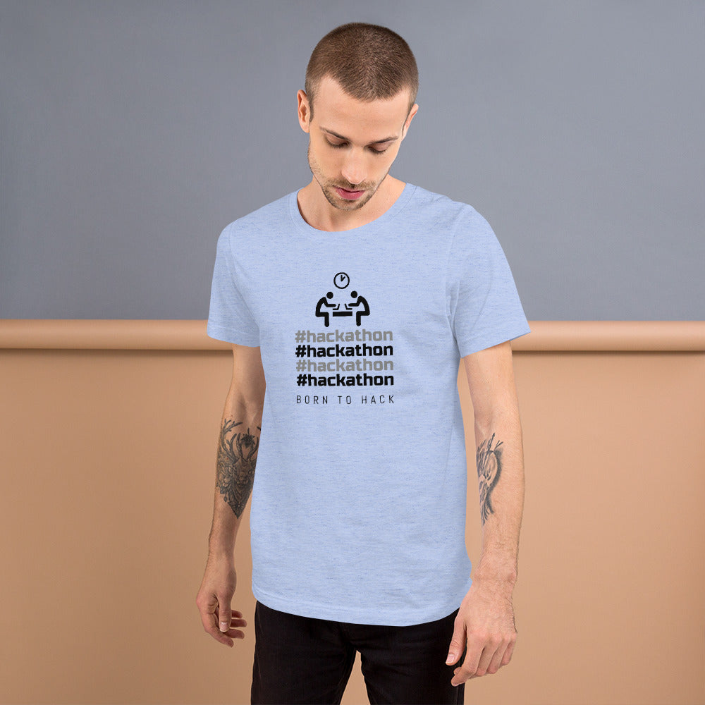#hackathon - Short-Sleeve Unisex T-Shirt (black text) by DarkByteGear