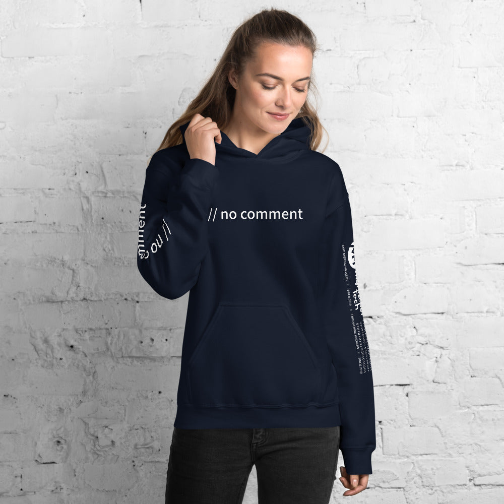 // no comment - Unisex Hoodie ( with sleeve and front designs ) by DarkByteGear