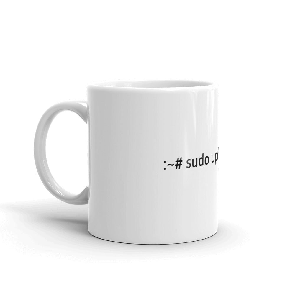 "sudo update coffee" Hacker Mug (White) by DarkByteGear