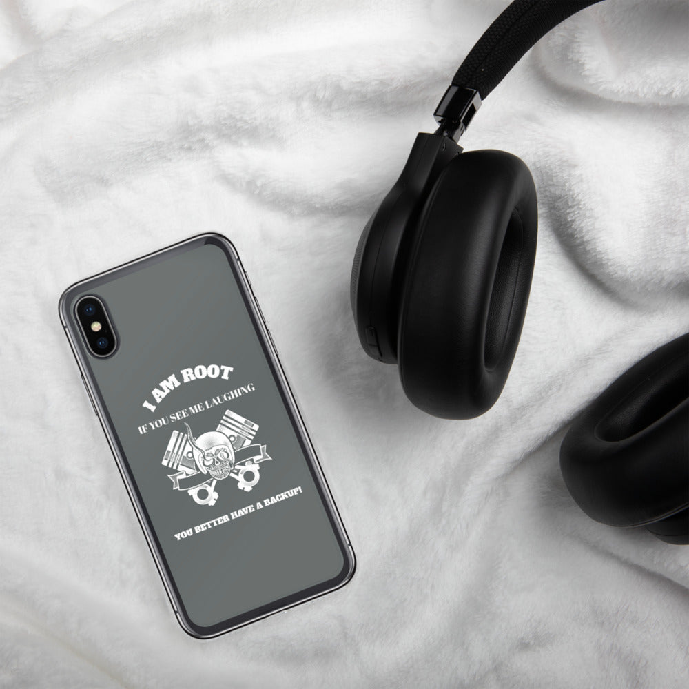 I Am Root If You See Me Laughing You Better Have A Backup - iPhone Case (grey) by DarkByteGear