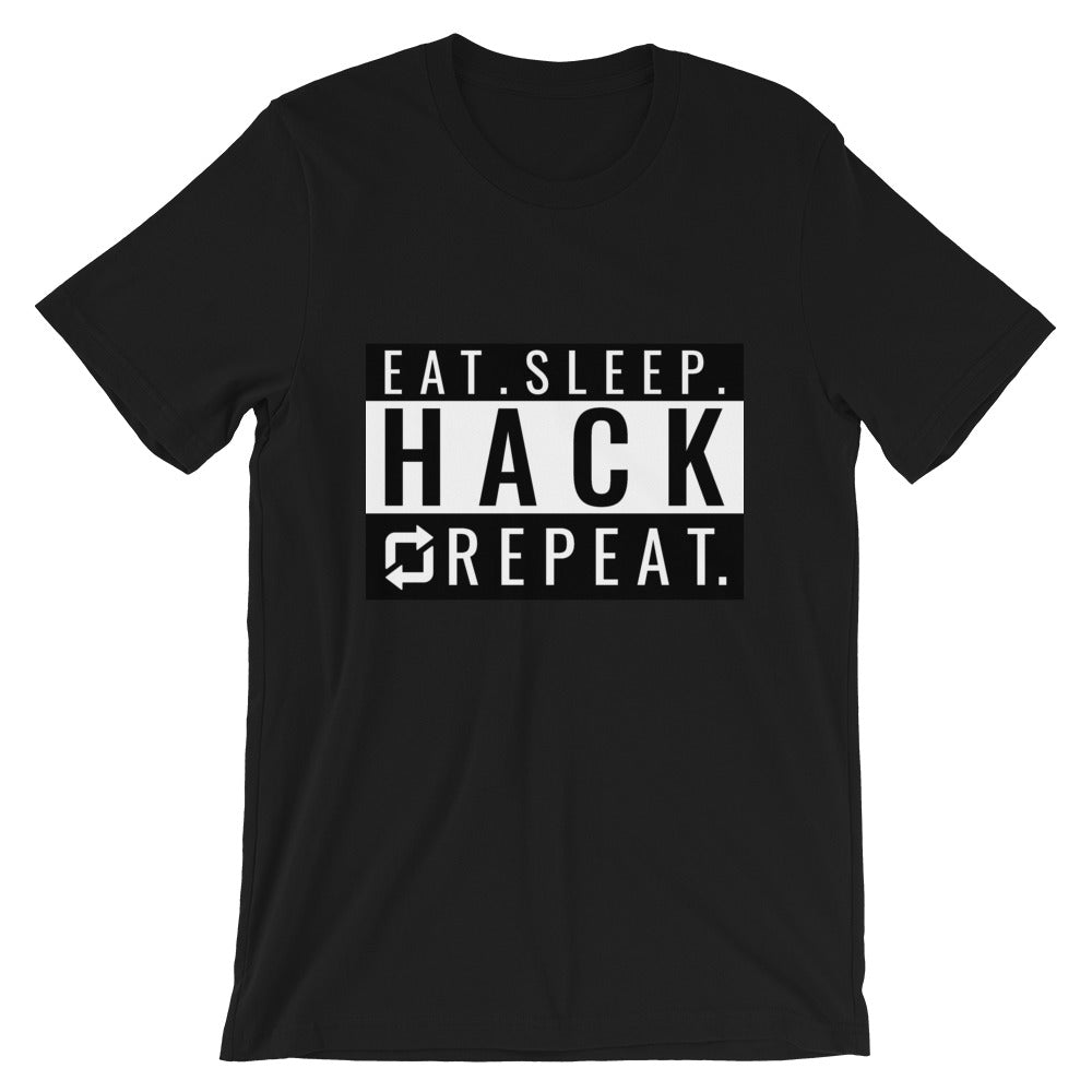 Eat seep hack repeat - Short-Sleeve Unisex T-Shirt (back) by DarkByteGear