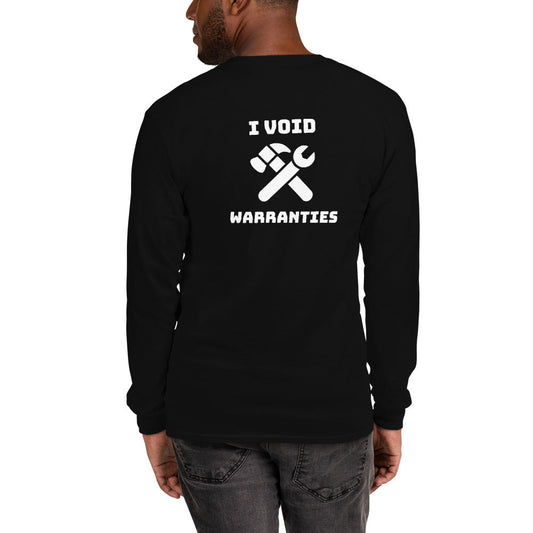 I void warranties - Men’s Long Sleeve Shirt (white text) by DarkByteGear
