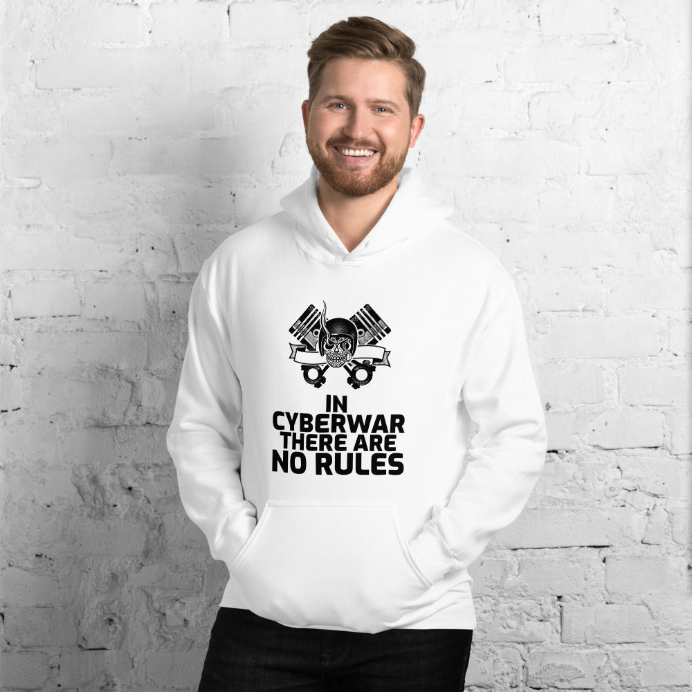 In cyberwar, there are no rules - Unisex Hoodie (black text) by DarkByteGear