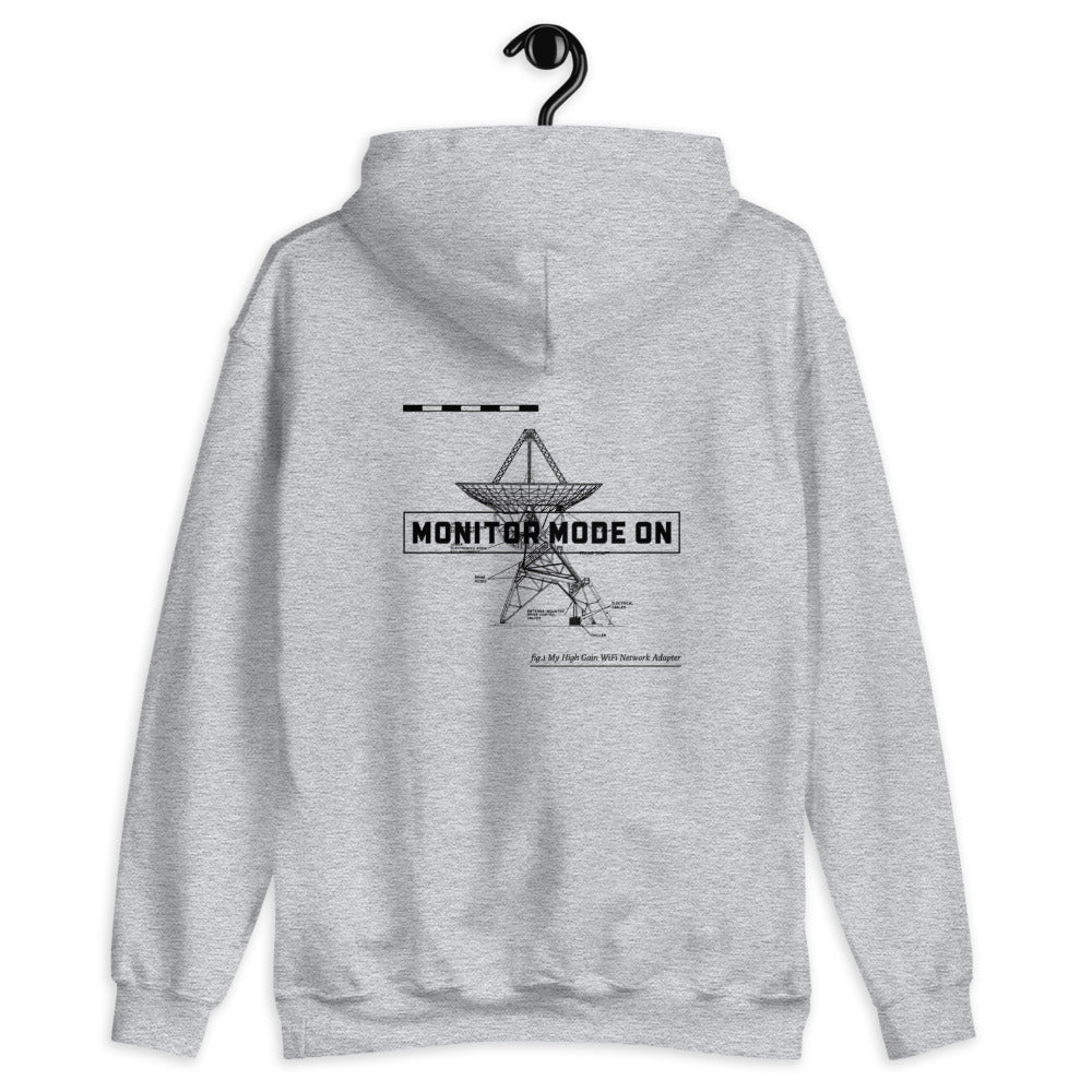 Monitor mode ON - Unisex Hoodie (black text) by DarkByteGear