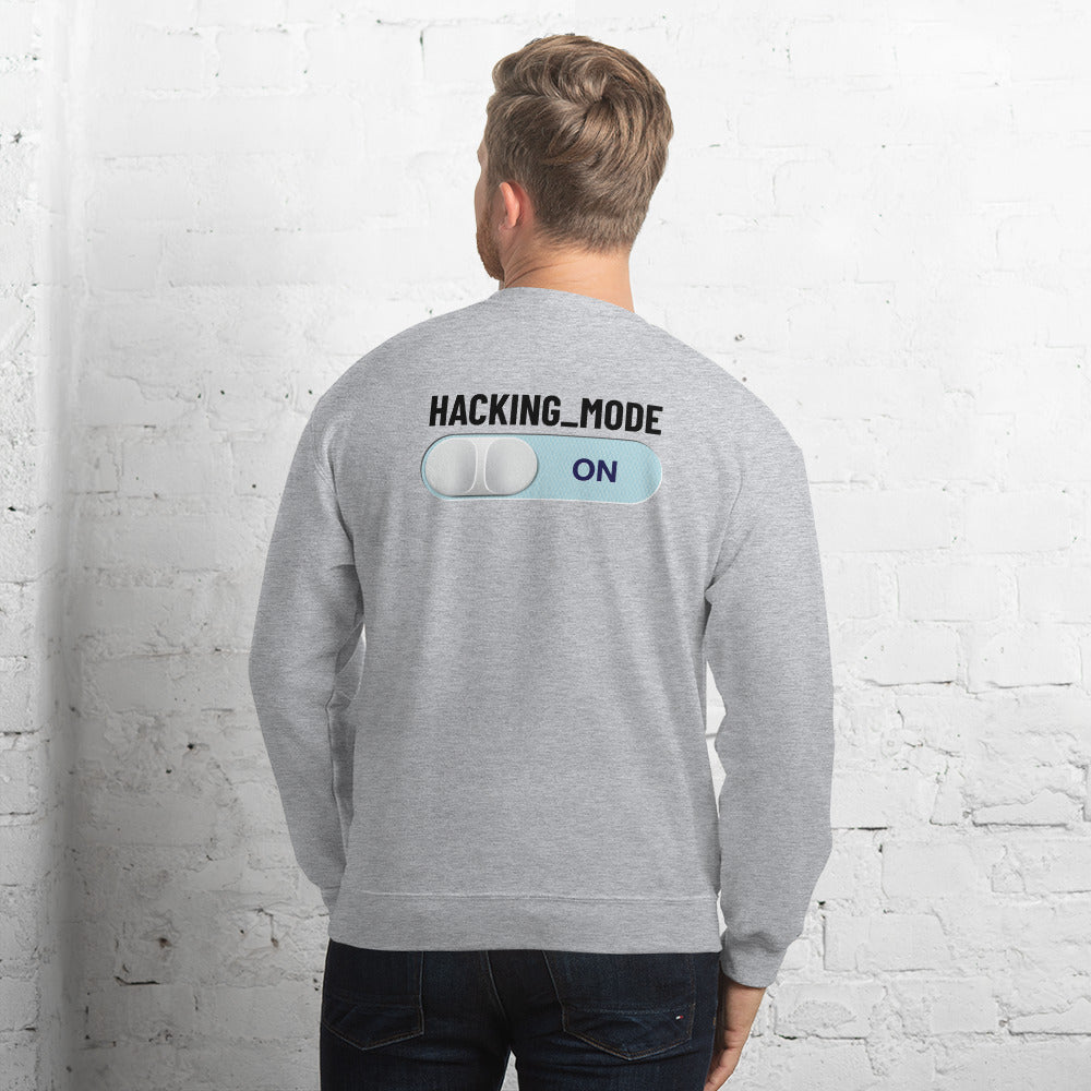 Hacking mode ON - Unisex Sweatshirt (black text) by DarkByteGear