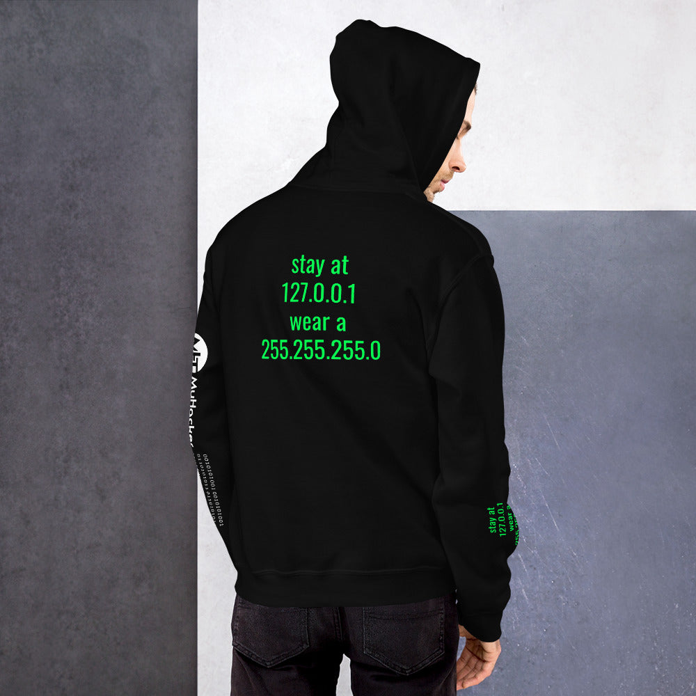 stay at at home, wear a mask - Unisex Hoodie (with all sides design ) by DarkByteGear