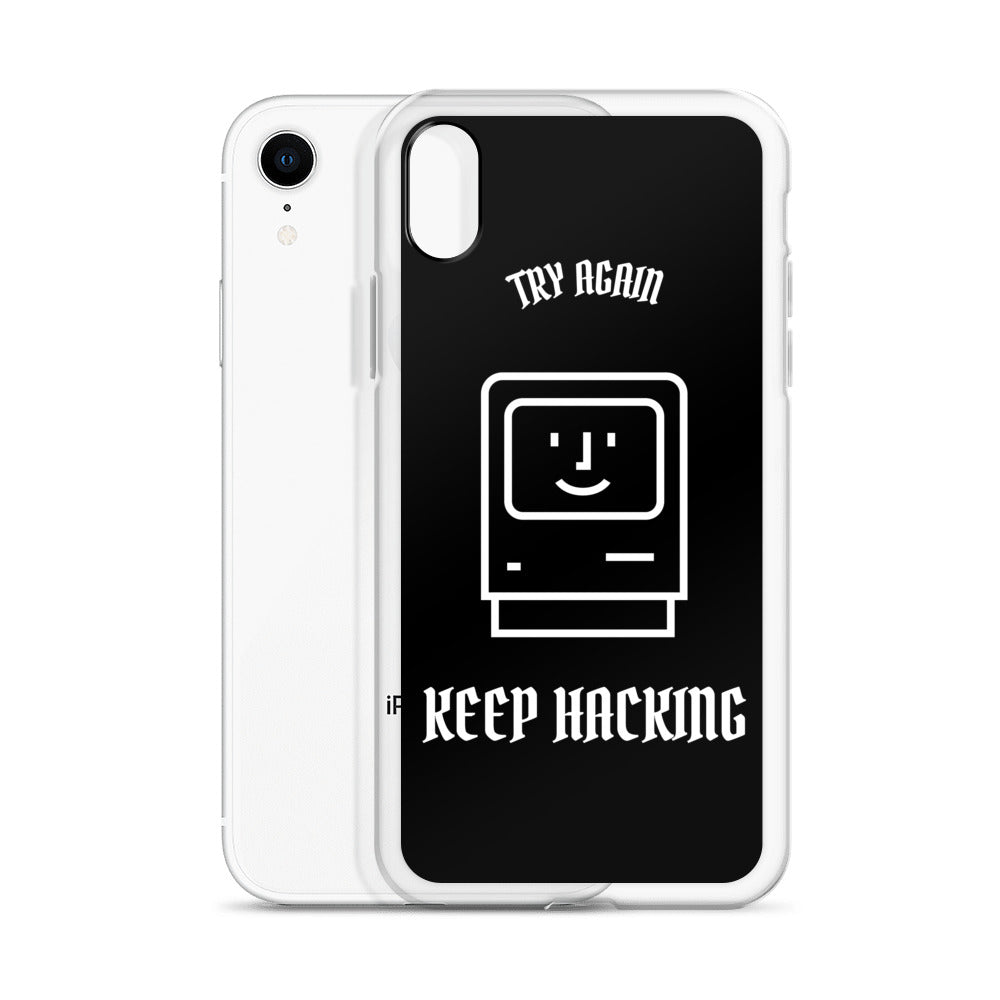 Keep hacking - iPhone Case (white text) by DarkByteGear