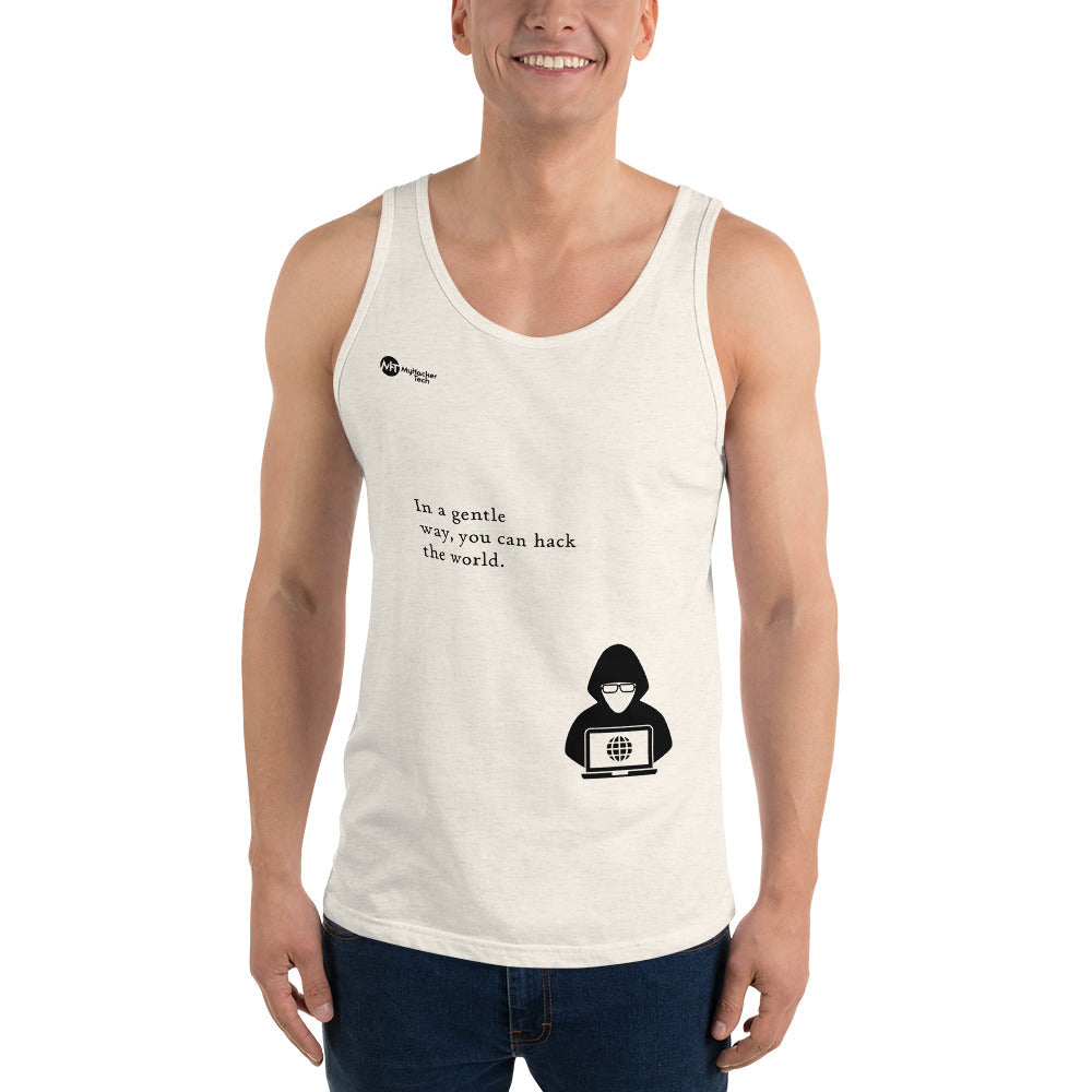 You can hack the world - Unisex Tank Top (black text) by DarkByteGear