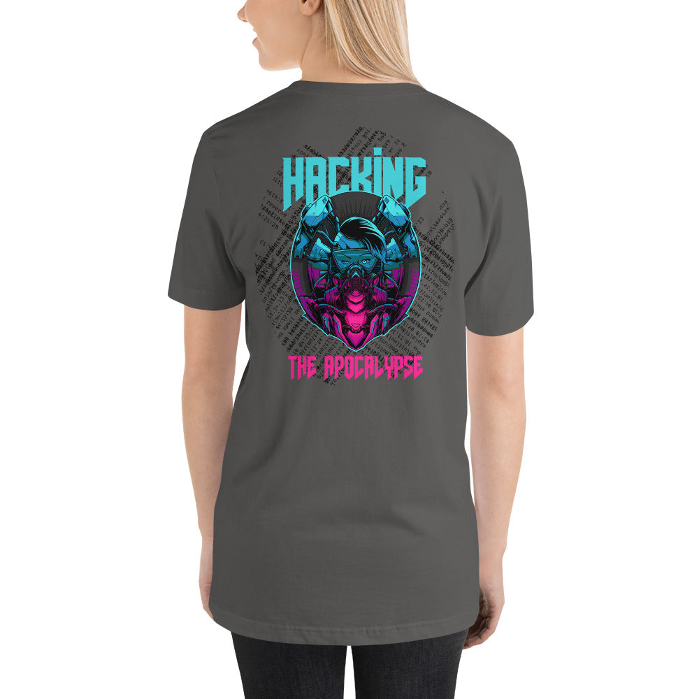 Hacking the apocalypse v2 - Short-Sleeve Unisex T-Shirt (with back design) by DarkByteGear