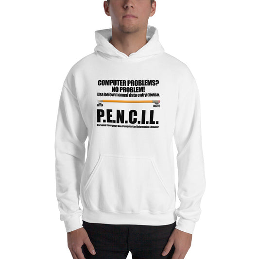 P.E.N.C.I.L. - Hooded Sweatshirt (black text) by DarkByteGear