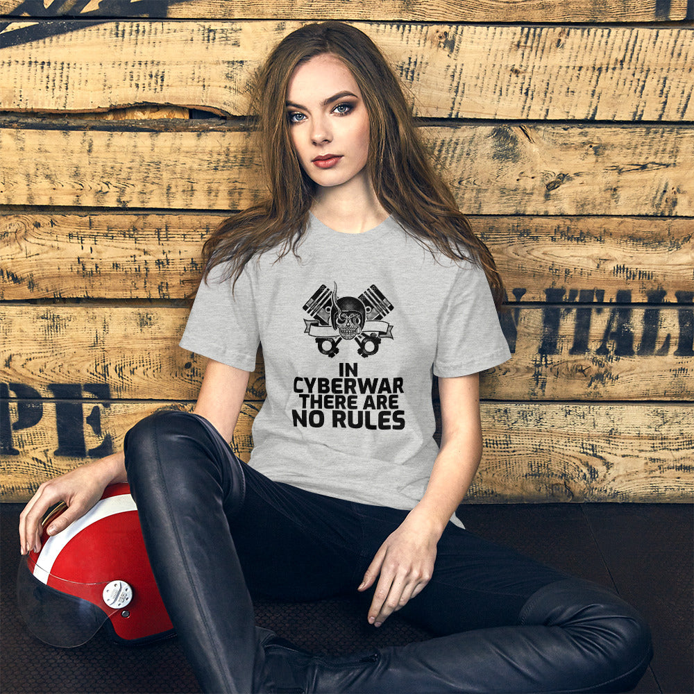 In cyberwar, there are no rules - Short-Sleeve Unisex T-Shirt (black text) by DarkByteGear