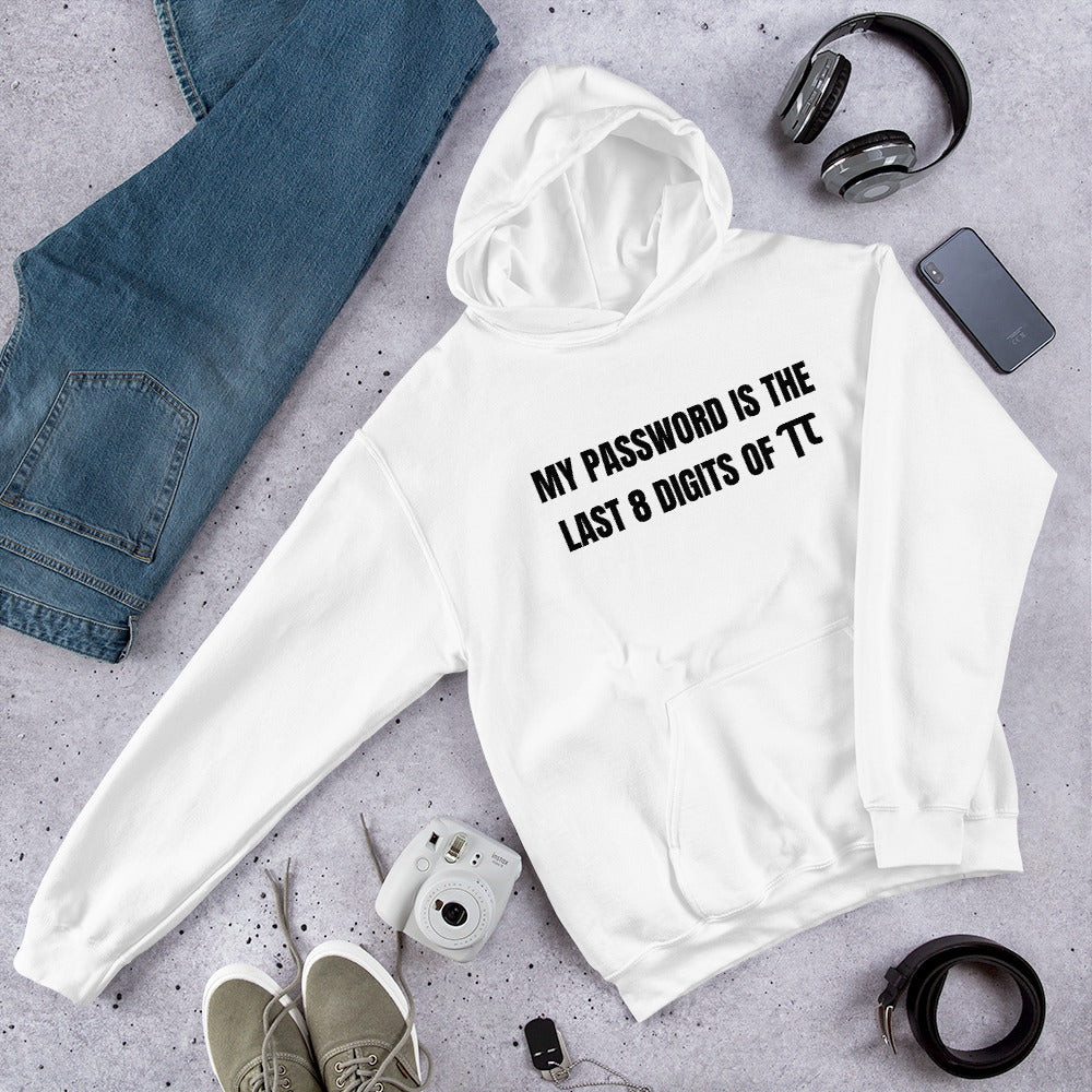 My password is the last 8 digits of π - Hooded Sweatshirt (black text) by DarkByteGear