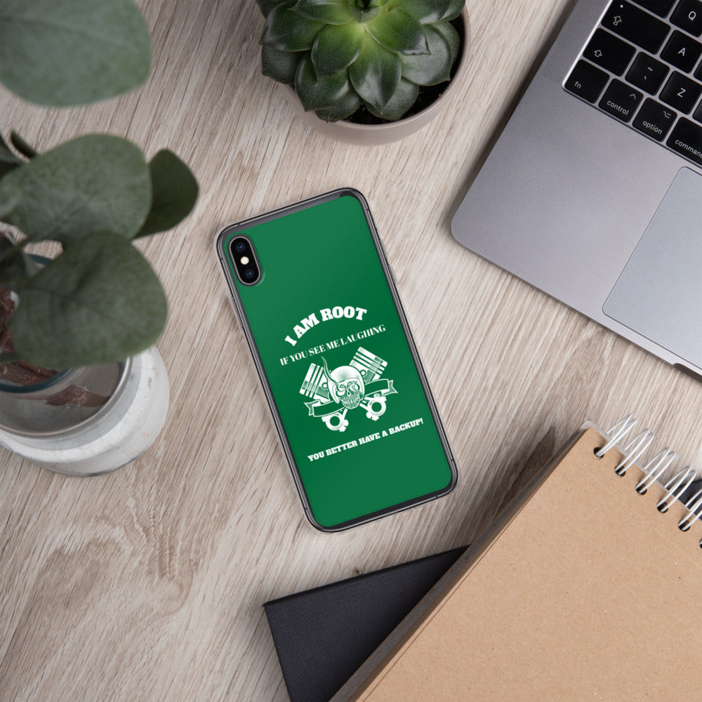 I Am Root If You See Me Laughing You Better Have A Backup - iPhone Case (green) by DarkByteGear