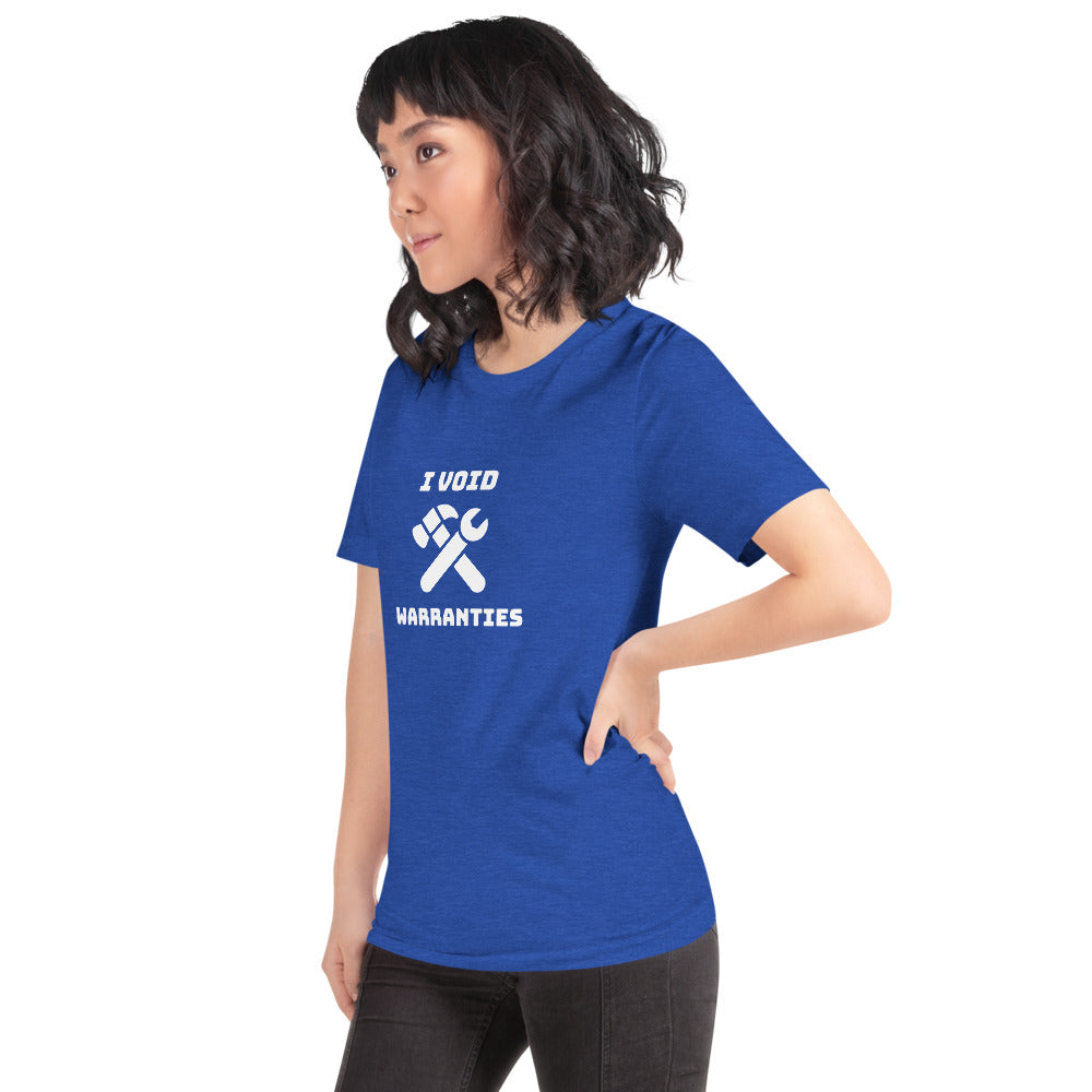 I void warranties - Short-Sleeve Unisex T-Shirt (white text) by DarkByteGear