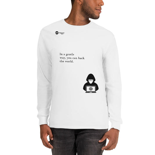 You can hack the world - Long Sleeve T-Shirt (black text) by DarkByteGear