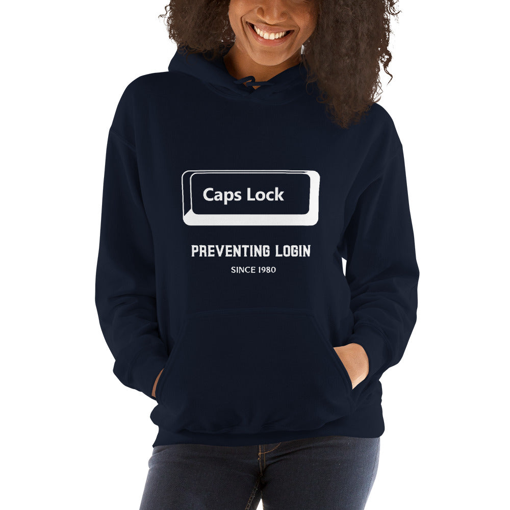 Caps Lock preventing login since 1980 - Unisex Hoodie by DarkByteGear