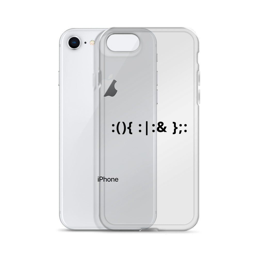 Linux Hackers - Bash Fork Bomb - Black Text iPhone Case by DarkByteGear