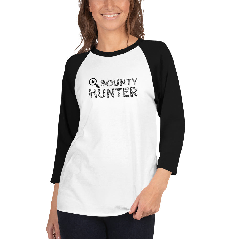Bug bounty hunter - 3/4 sleeve raglan shirt (black text) by DarkByteGear