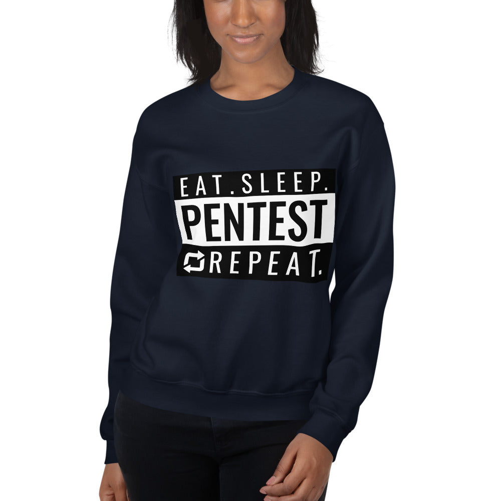 Eat sleep pentest repeat - Unisex Sweatshirt (white) by DarkByteGear