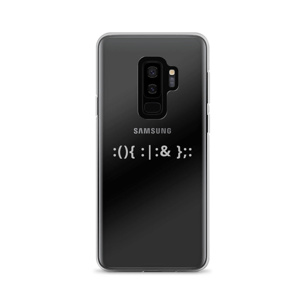 Linux Hackers - Bash Fork Bomb - White Text Samsung Case by DarkByteGear