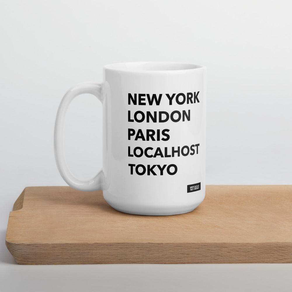 New York London Paris Localhost Tokyo 127.0.0.1 -Mug by DarkByteGear