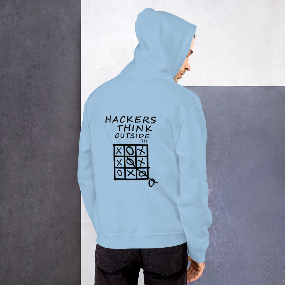 Hackers think outside the box - Unisex Hoodie (black text) by DarkByteGear