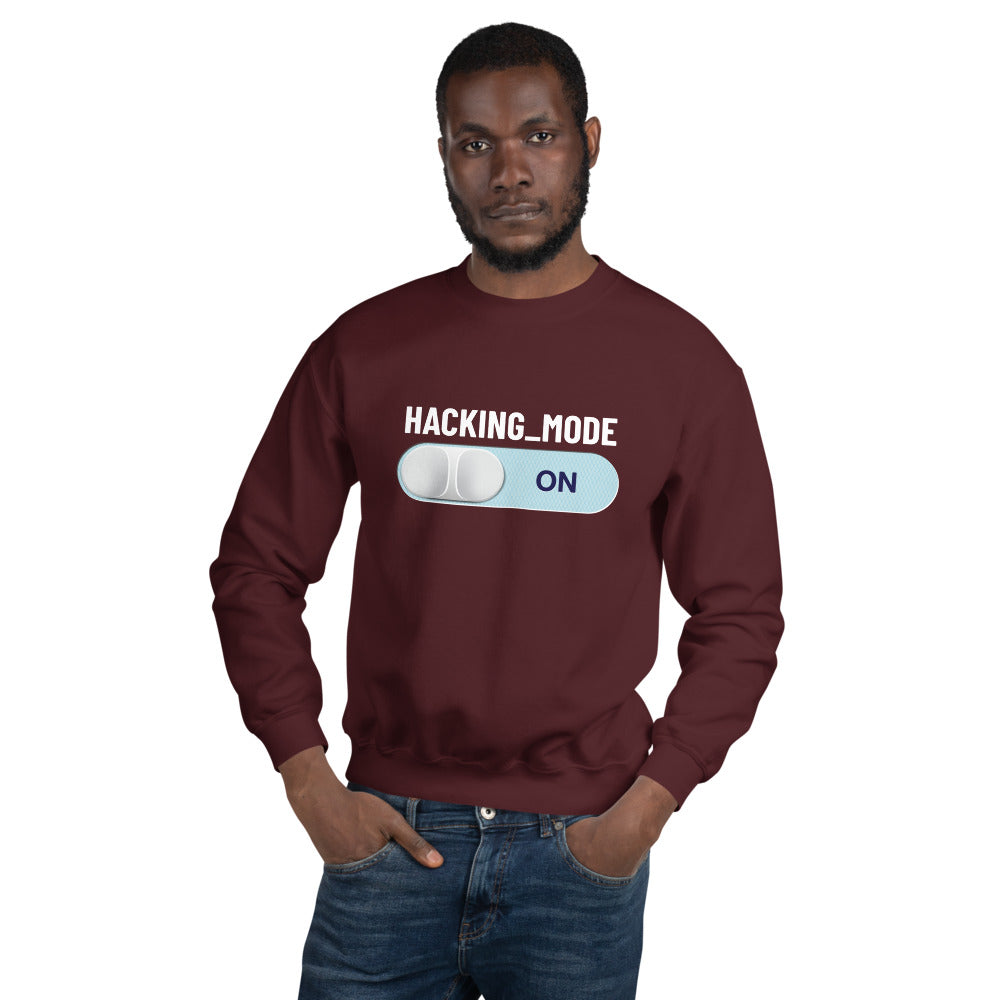 Hacking mode ON - Unisex Sweatshirt (white text) by DarkByteGear