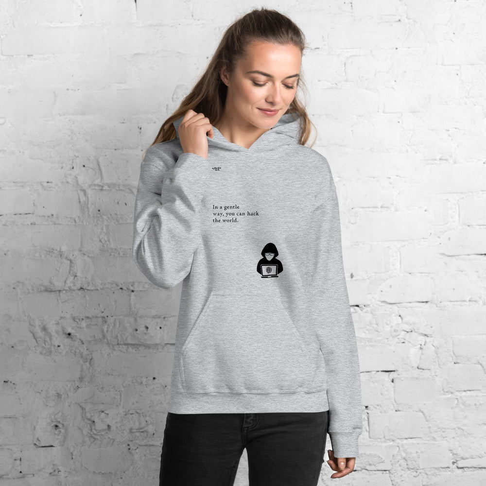 You can hack the world - Hooded Sweatshirt (black text) by DarkByteGear