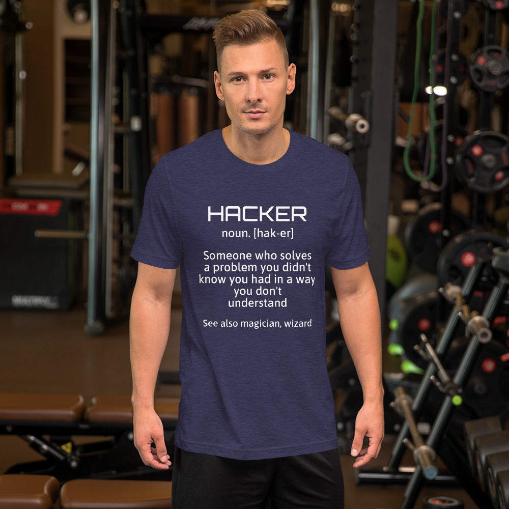 Hacker - Short-Sleeve Unisex T-Shirt (white text) by DarkByteGear