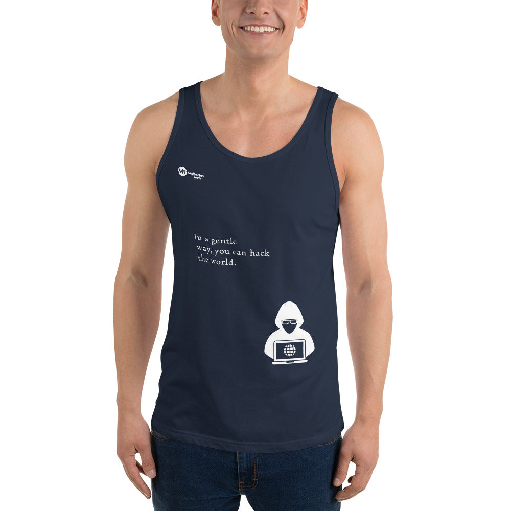 You can hack the world - Unisex Tank Top (white text) by DarkByteGear