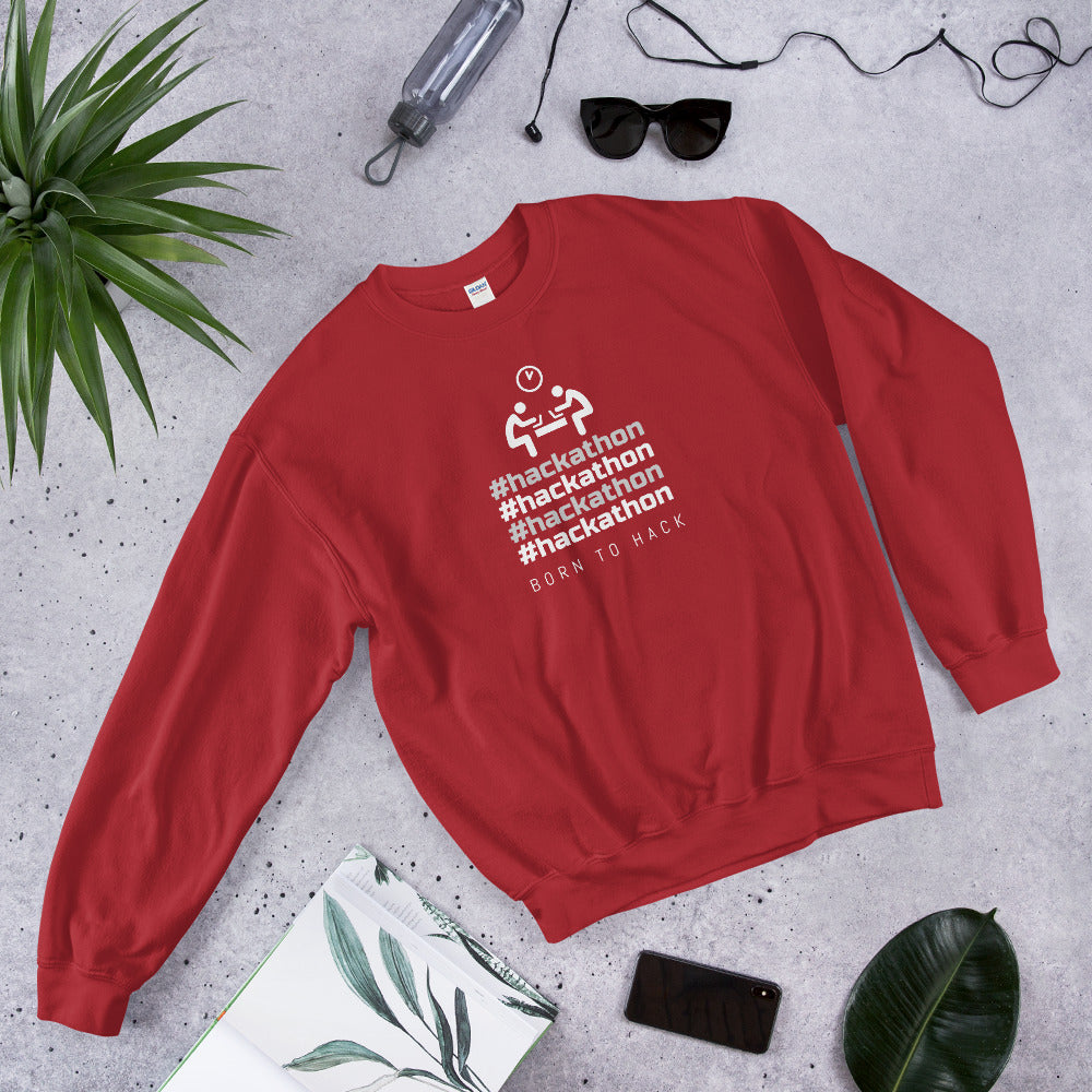 #hackathon - Unisex Sweatshirt (white text) by DarkByteGear