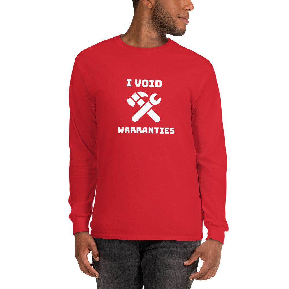 I void warranties - Men’s Long Sleeve Shirt (white text) by DarkByteGear